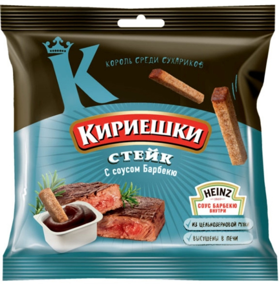 Кириешки сухарики СТЕЙК+соус Барбекю 60г+Соус 25мл*30